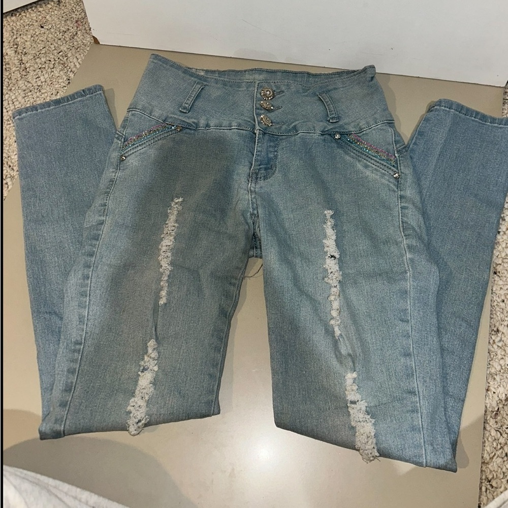 Silver diva Light Blue Distressed Skinny Jeans size 5
